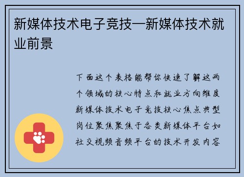 新媒体技术电子竞技—新媒体技术就业前景